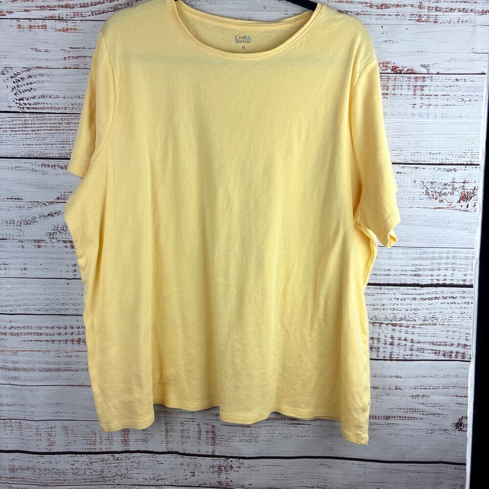 Croft & Barrow Yellow 100 Cotton Knit Short Sleeve Lightweight T Shirt Womens 3X